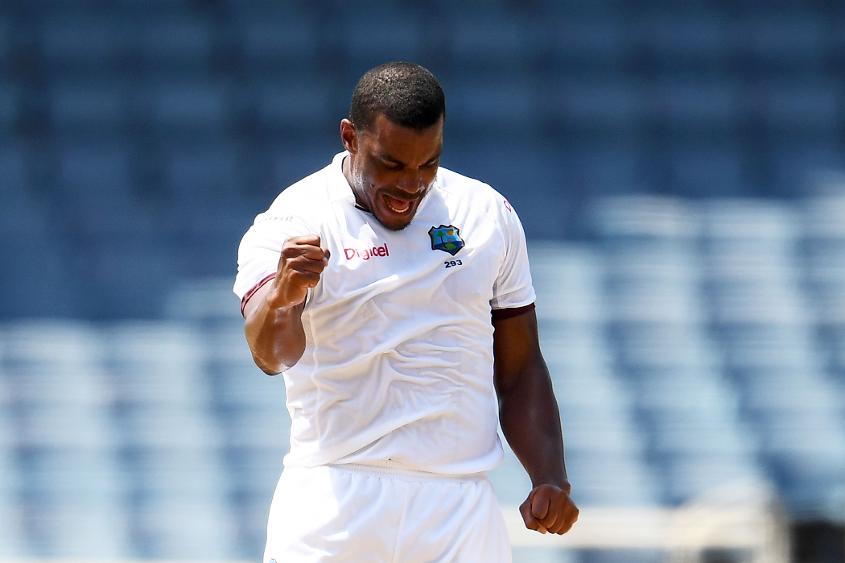 Shannon Gabriel celebrates after dismissing Asad Shafiq