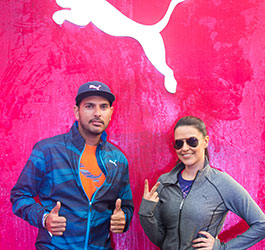 Tata Steel Kolkata 25K PUMA Athlete Yuvraj Singh and PUMA Running Influencer Neha Dhupia Igniting Kolkata with a exclusive warm up session at the TSK 25K