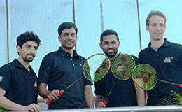 Mumbai Rockets players Gurusaidutt P Gopichand HS Prannoy Mathias Boe