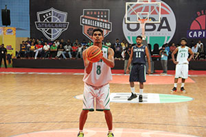 Bengaluru Beast guard Visu Palani lines up for a freethrow against Chennai Slam in UBA Pro Basketball League second season