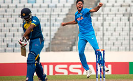 Avesh celebrates Avishka Fernando wicket in 1st semifinal of ICC U19 Cricket World Cup 2016