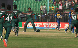 Bangladesh U19 team celebrates their win against Sri Lanka at ICC U19 Cricket World Cup 2016