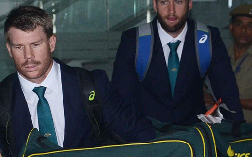 David Warner Australian cricketer arrives at Netaji Subhas Chandra Bose International Airport in Kolkata