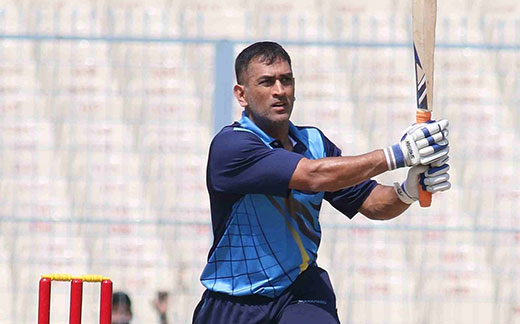 MS Dhoni Jharkhand Captain in action during a Vijay Hazare Trophy match between Jharkhand and Chhattisgarh at Eden Gardens