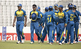 Sri Lanka U19 team after end of the first innings against England U19 at the third quater final of ICC U19 CWC 2016
