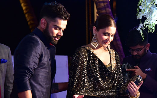 Virat Kohli with actress Anushka Sharma during wedding ceremony of Yuivraj Singh and Hazel Keech