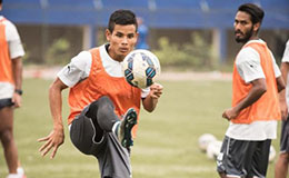 Bengaluru FC midfielder Thoi Singh in training at the Bangalore Football Stadium