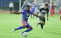 Bengaluru FC striker CK Vineeth scores his sides opener against Ayeyawady United FC in an AFC Cup Group H match