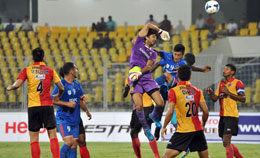 East Bengal goalkeeper Subhashish Roy Chowdhury in action during their Federation Cup game
