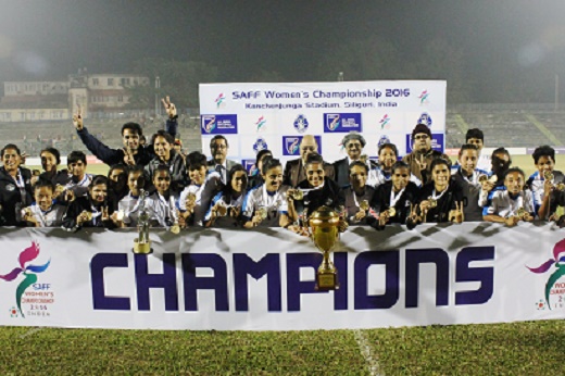 Indian Team with SAFF Women Championship 2016 trophy