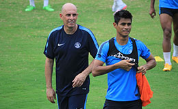 Stephen Constantine with Indian Football Player