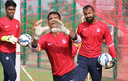 Subrata Paul sweats it out in practice
