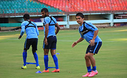 Sunil Chhetri sweats it out during practice ahead of India Turkmenistan match