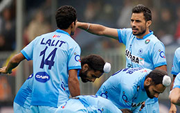 Gurbaj Singh during a league match in FINTRO Hockey World League Semi Final 2015 in Antwerp Belgium