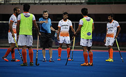 India Team at a Practice Session at Kalinga Stadium in Bhubaneswar on Monday