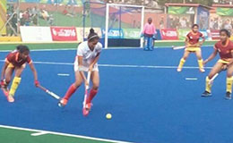 Indian Women Hockey Team playing against Sri Lanka at 12th South Asian Games
