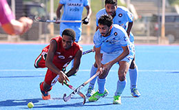 Team India in action against Oman in the Quarterfinals of the 8th Junior Asia Cup