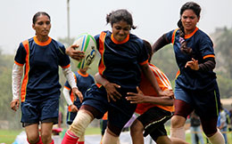 Girls Mini Olympic Rugby action 3