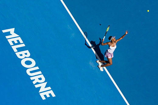 Venus Williams of the U.S. competes during the womens singles semifinal match