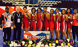 Indian Women Wrestling Team celebrating their victory