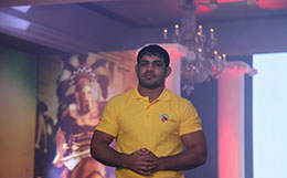 Wrestler Sushil Kumar walks the ramp during launch of Pro Wrestling League in New Delhi on Monday 27 July